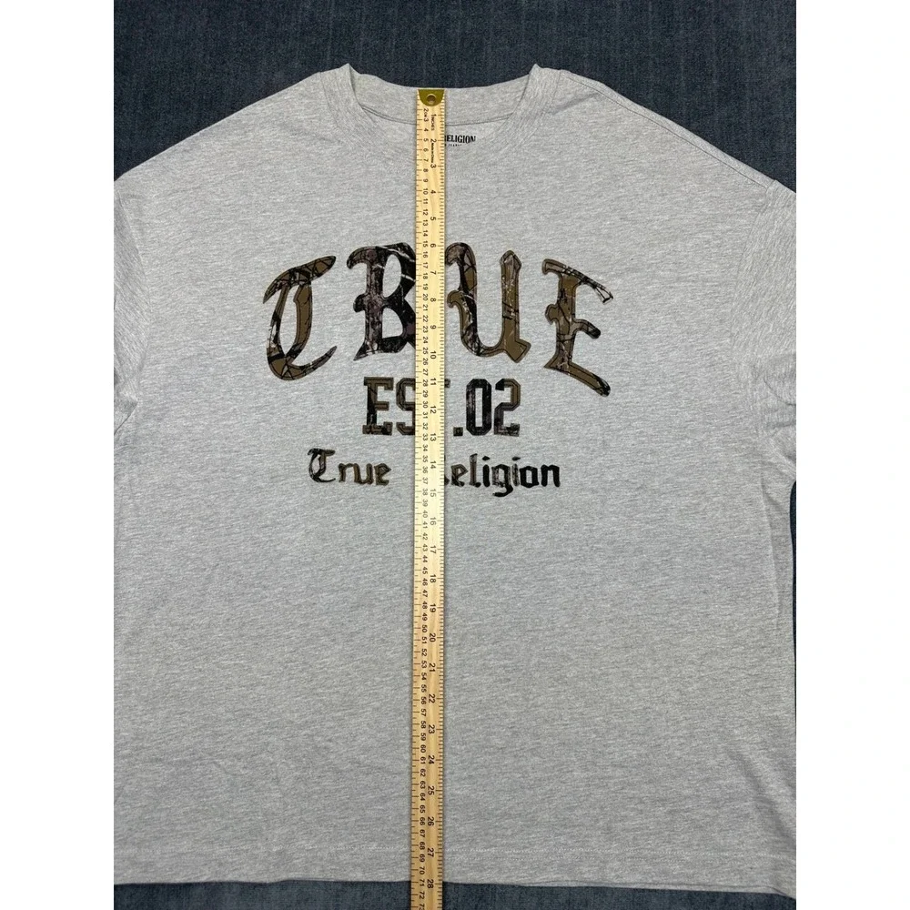 True Religion Mens Heather Grey Forest Camo Oversized‎ T-Shirt 109912 Medium NEW